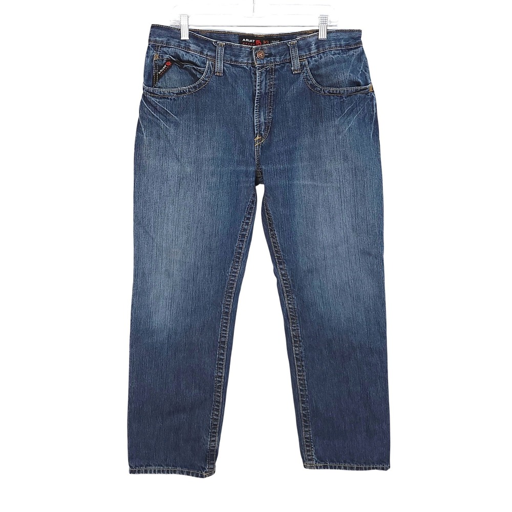 Ariat FR M3 Loose Straight Leg Jeans Mens 35x30 Blue Flame Resistant 10014449